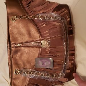 Rare Large NWT Sharif suede bronze bag